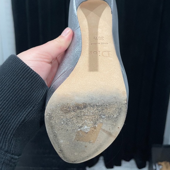 Dior Vintage Silver Metallic Peep Toe Heel Size 36.5 - Picture 4 of 4